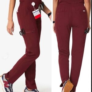 Figs Yola High Waisted Scrub Pants Burgundy Size S Nurse CNA Medical Uniform